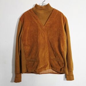 Vintage Corduroy And Knit Mock Neck Sweater Large